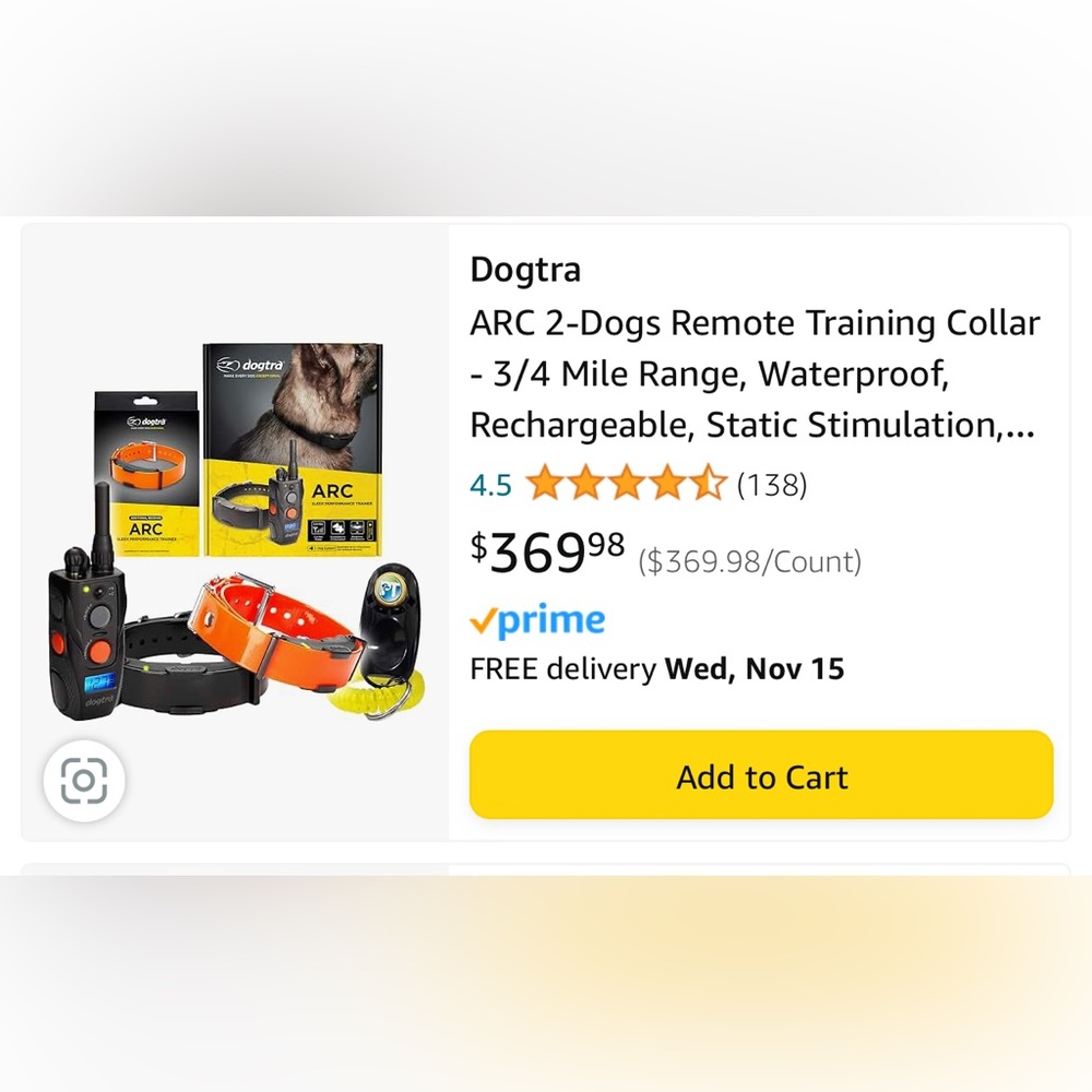 Dogtra dog training collars for two dogs, used once.
